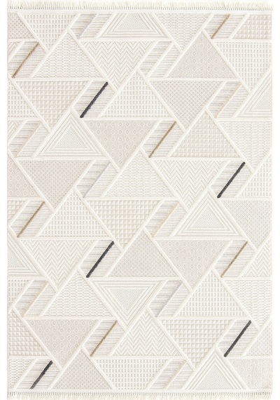 Börnn 198805 Krem - Modern Ev Dekorasyonu İçin Geometrik Salon Halısı Krem