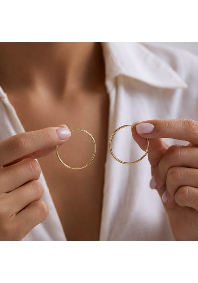 14k Altın Halka Küpe 1,2 Mm 3.2 Cm Gizli Kilit T14300 Renkli