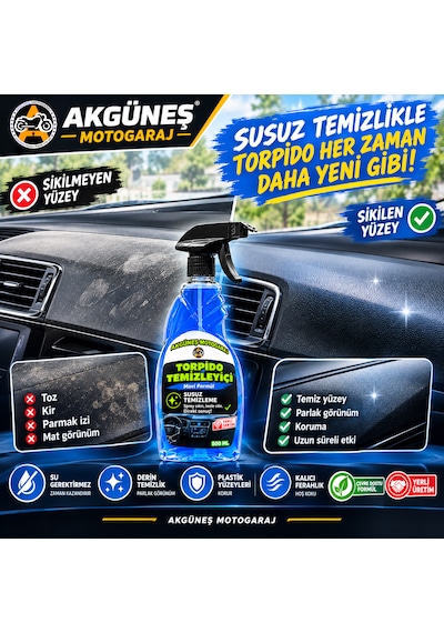 Torpido Temizleyici Susuz Temizlik Araç İçi Plastik Ve Torpido Temizleme Spreyi Yerli Üretim Beyaz - Mavi