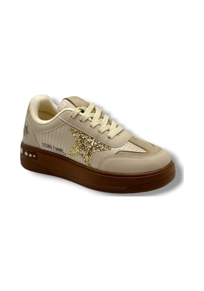Mıa Marya 7020-26 Simli Yıldızlı Trend Fashion Kadın Sneaker Bej