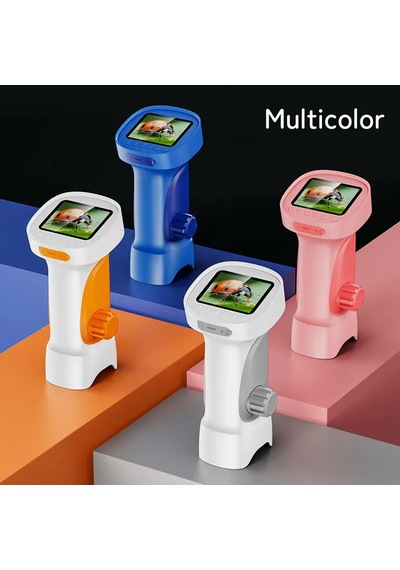 395 Turuncu Taşınabilir Dijital Çocuk Mikroskobu - 2.4 İnç Ips Ekranlı, 1080p Full Hd, 1000x Zoom, 8 Led Işıklı Eğitici Bilim Kiti
