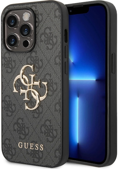 Apple Uyumlu iPhone 14 Pro Max Kılıf Guess Pu Deri Büyük Metal Logo Dizaynlı Kapak