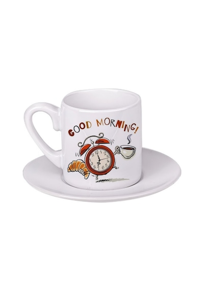 Good Morning Yazılı Türk Kahvesi Fincanı Beyaz