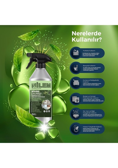 Nilem Profesyonel%100 Bitkisel Çok Amaçlı Temizleyici Vegan Leke Çıkarıcı - Yağ Çözücü 750 Ml