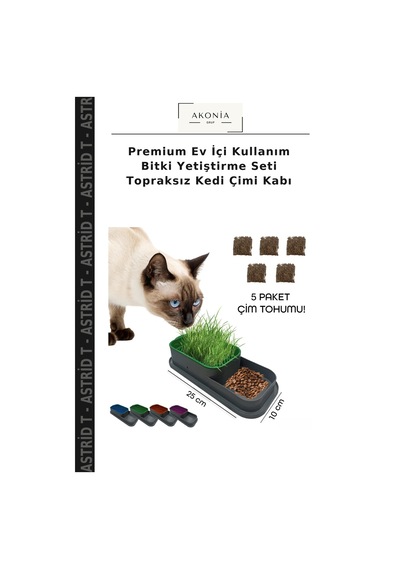 Premium Ev İçi Kullanım Bitki Yetiştirme Seti Topraksız Kedi Çimi Kabı