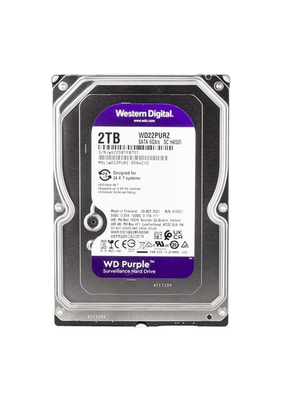 Western Digital Purple Wd22purz 2 Tb Sata 6gb/s 7-24 Güvenlik Harddisk-178429