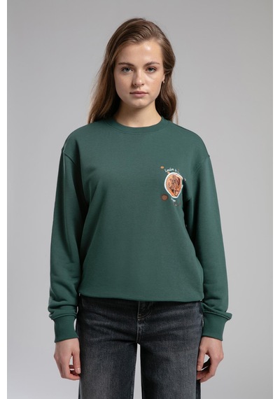 Lee Cooper Iona Kadın O Yaka Sweatshirt Zümrüt-21482 Zümrüt