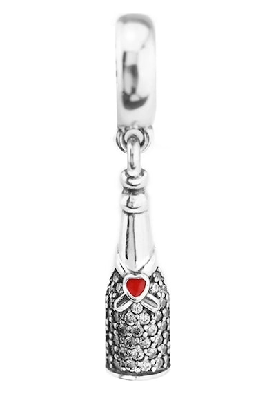 Fubena Parıldayan Taşlı Şampanya Sallantılı Charm Gümüş