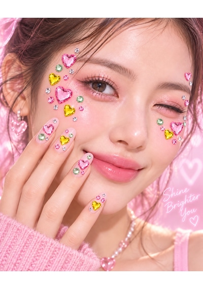 Taş & Kalp Rhinestone Sticker Yapışkanlı Saç, Yüz, Tırnak, Vücut Ve Süs Taşı Çok Renkli