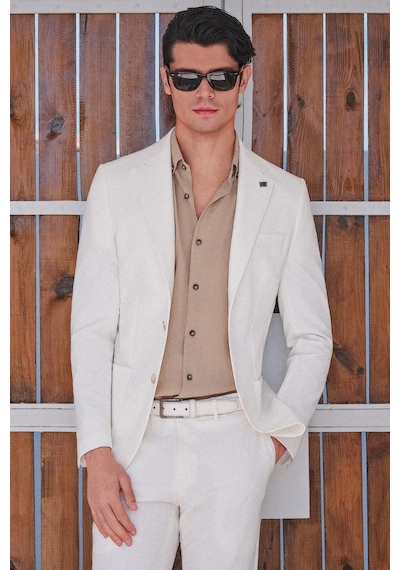 İmza Biritli Yaka Uzun Kol Cepsiz Slim Fit Pamuklu Gömlek 1004260207 Sütlü Kahverengi