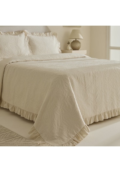 Karaca Home Branley Fırfırlı Çift Kişilik Yatak Örtüsü Takımı Natural Pudra