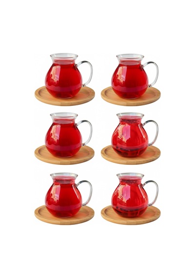 Kapris 6'lı Çay Seti 200 Ml Borosilikat Cam Kulplu Çay Bardağı Lvn 40488 Şeffaf