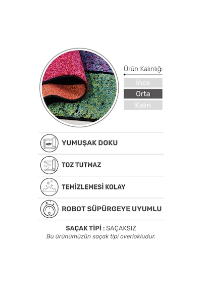 Colora Halı Koleksiyonu Yumuşak Renkli Kare Halı, Tozumaz, Modern Tasarım Ve Kolay Temizlik Multi 4