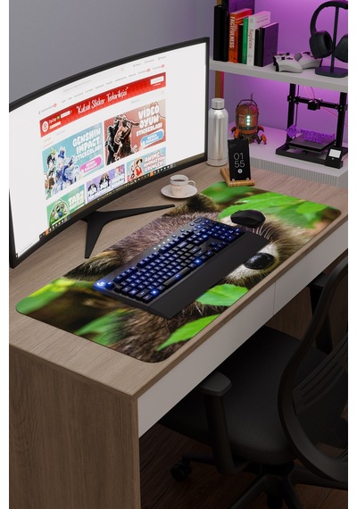 Rakun Kaymaz Dikişli Kauçuk Oyuncu Mousepad V3 - 90x40 Xxl Gaming Mouse Pad Fare Altlığı