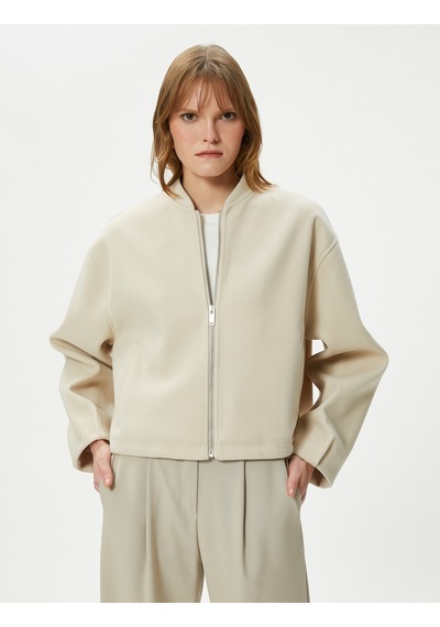 Koton Bomber Ceket Fermuarlı Ribanalı Taş 4sak20072ew 4SAK20072EW095 Taş