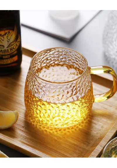 Morponi Borosilikat Cam Lüks Buzlu Cam Kupa Gold Sap Detaylı 350 Ml 2 Adet Şeffaf
