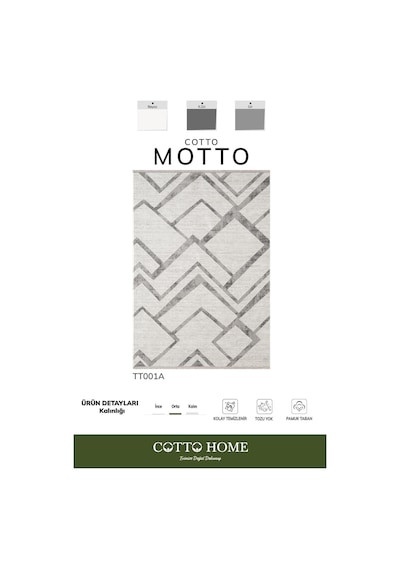 Cotto Motto Tt001a Krem Halı Modern Geometrik Çizgili Pamuk Taban Yıkanabilir Salon Mutfak Halısı