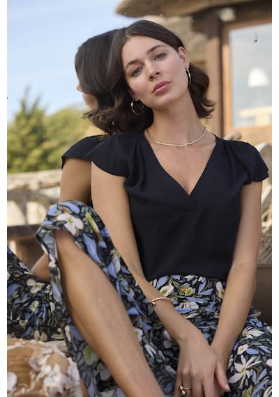 Monamise Kadın Çiçek Ve Yaprak Desenli Etek Takımı 24025-siyah Siyah