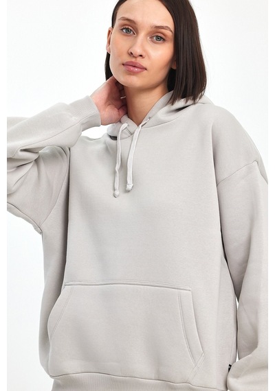 Odda Kadın Kapüşonlu Şardonlu Sweatshirt Gri