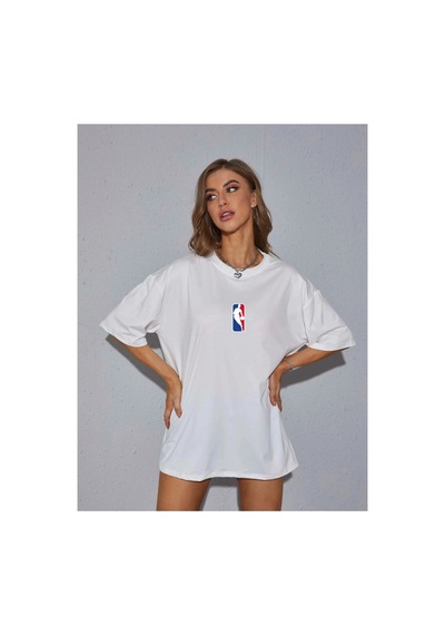 Tarzsokak Unisex Kadın/erkek Nbbaa Özel Baskılı Renkli Oversize Penye T-shirt Beyaz