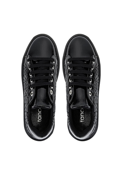 Tamer Tanca Kadın Suni Deri Siyah Rugan Sneakers & Spor Ayakkabı 817 9878 Bn Ayk Sk25-26 Sıyah Rgn Siyah
