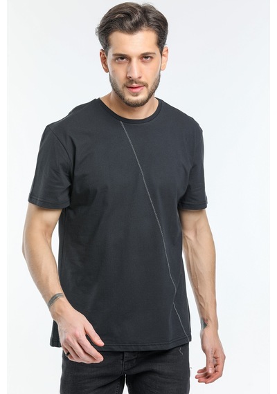 Erkek Bisiklet Yaka Slim Fit Ön Çöp Dikiş Garni Tişort Spr21y01 001