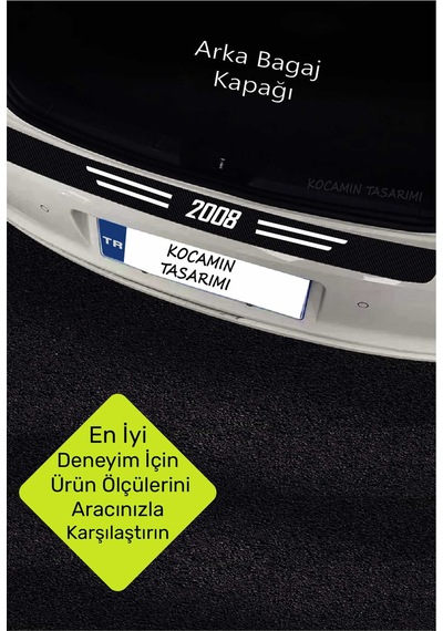 Peugeot 2008 Dayanıklı Karbon Kapı Bagaj Koruyucu Folyo Çizik Önleyici Eşik Koruma Seti 2008 Yazılı
