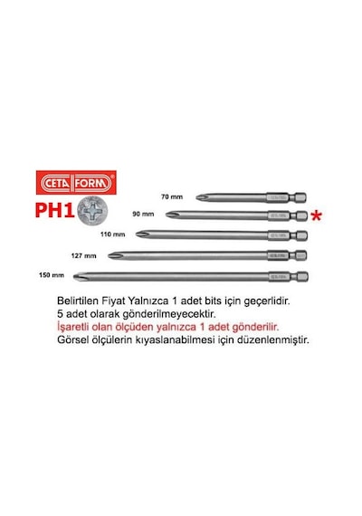 CETA-FORM PH1 x 90 mm Yıldız Bits Uç (CB/901)