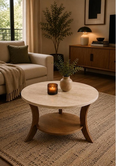 Orta Sehpa Traverten Desen Ceviz 75 Cm Çap - Mdf Ayak 46 Cm Yükseklik Modern Orta Sehpa Ceviz Traverten Traverten - Ceviz Orta Sehpa Traverten Desen Ceviz 75 Cm Çap - Mdf Ayak 46 Cm Yükseklik Modern Orta Sehpa Ceviz Traverten Traverten - Ceviz