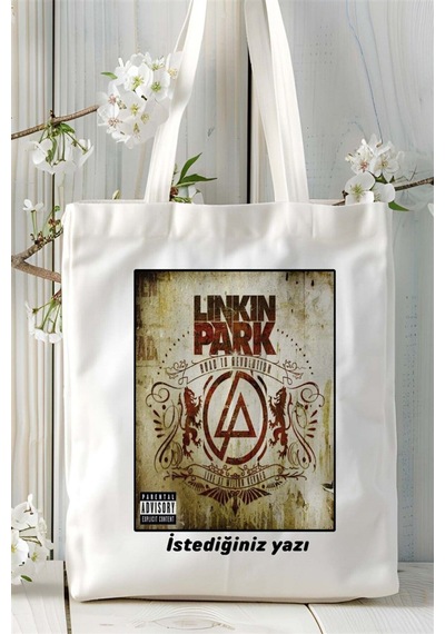 Art Hediye Linkinpark Linkin Park Baskılı Bez Çanta Omuz Çantası Kişiye Özel Desen 2 Çok Renkli