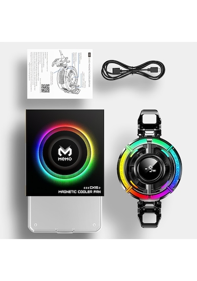Memo Cx15 Apple Uyumlu iOS Android Soğutucu 15w Manyetik + Arka Klips 2'si 1 Arada Yarı İletken Soğutma Fanı Radyatörü