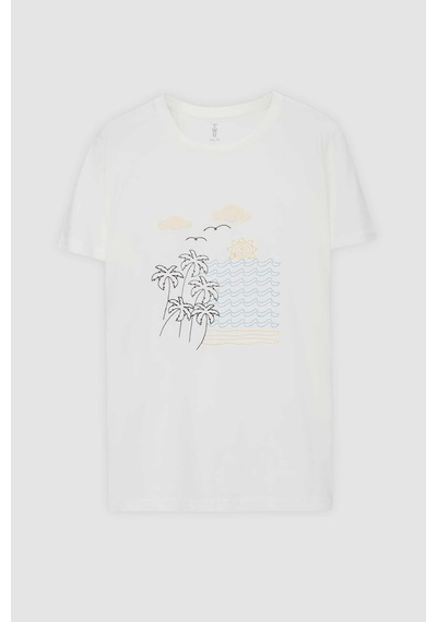 Twn Slim Fit Beyaz Nakışlı T-shirt 2ec1454060200 Beyaz