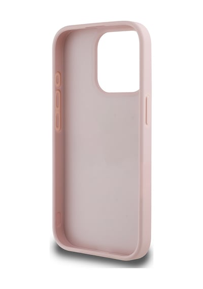 Apple Uyumlu iPhone 15 Pro Max Kılıf Guess Lisanslı Gül Baskılı Büyük Metal Logo Dizaynlı Kapak Pembe
