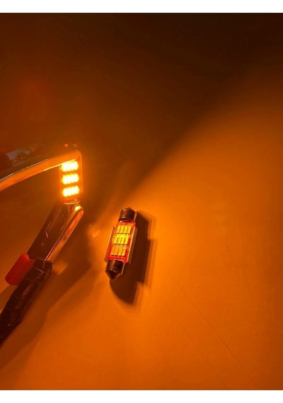 39mm Sofit Led Ampul Turuncu 12 Led, Plaka Bagaj Tavan Aydınlatma 2 Adet