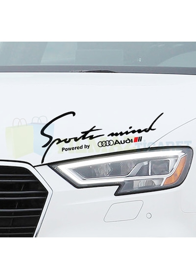 Audi Logo Yazı Sport Mind Oto Sticker Kaput Etiket Yapıştırma