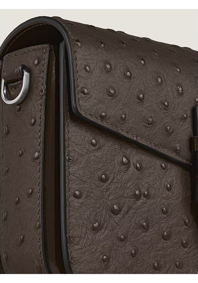 Montblanc Devekuşu Dokulu Deri Nib Çapraz Çanta 220472 Kahverengi