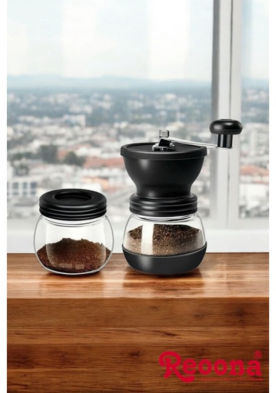 Reoona Kahve Öğütücü Değirmen Seti & Baharat Öğütücü / Filtre Kahve & Türk Kahvesi& Espresso Siyah