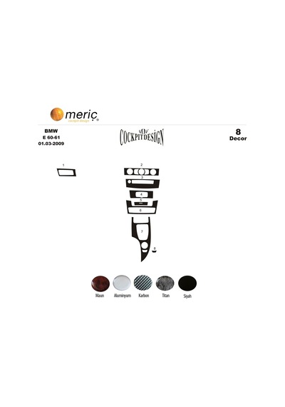 Meriç® Bmw 5 E60 / E61 Ön Torpido Kaplama 8 Parça 2003-2009 (530158421)
