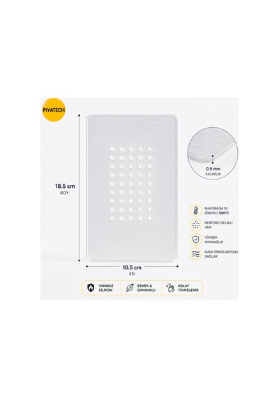 Yanmaz Silikon Delikli Kaymaz Seperatör Pedi 18.5x10.5 Cm 300 Derece Isıya Dayanıklı Çok Amaçlı Mat