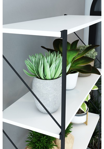 Stone Saksılık Çiçeklik Saksı Rafı Çiçek Standı Çok Amaçlı Dekoratif Raf 150 Cm Beyaz