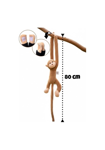 Atakids Sarılan Peluş Maymun, 80 Cm, Kahverengi, Unisex 000 Açık Krem