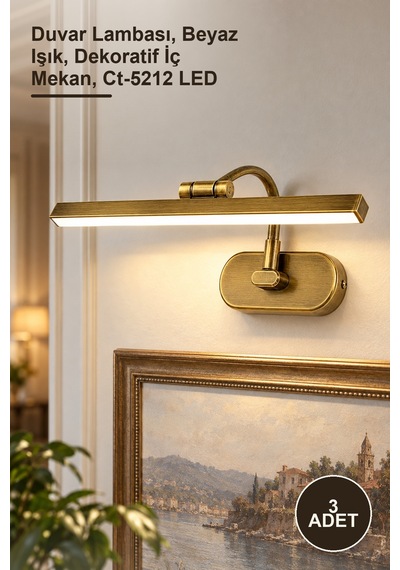 3 Adet Ct-5212eb Kuğu Aplik 7w Eskitme Metal Pc Difüzör Duvar Lambası, Beyaz Işık, Dekoratif İç Mekan, Ct-5212 Led