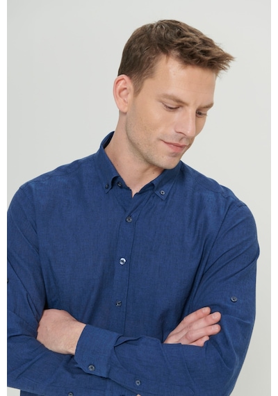 AC&Co / Altınyıldız Classics ERKEK INDIGO Comfort Fit Rahat Kesim Düğmeli Yaka Casual Keten Gömlek İndigo AC&Co / Altınyıldız Classics ERKEK INDIGO Comfort Fit Rahat Kesim Düğmeli Yaka Casual Keten Gömlek İndigo