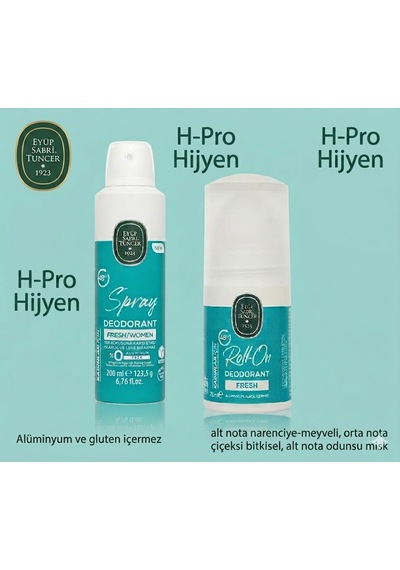 Eyüp Sabri Tuncer Fresh Bakım Seti: Deodorant 200 Ml + Roll-on 75 Ml,h-pro Hijyen