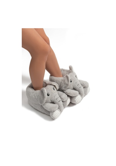 Elfi Kadın Hayvanlı Panduf Gri 36/41 Gri