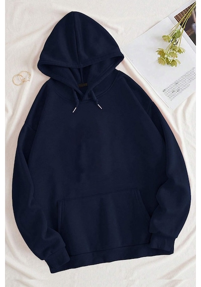Uyguntarz Unisex Drawing Butterflies Sırt Baskılı Sweatshirt Lacivert