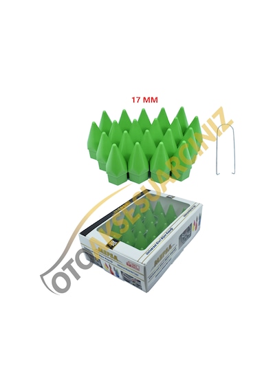 A Kalite Mefsa Bijon Kapağı Sivri 17 Mm Yeşil 20 Li Set