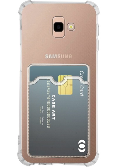 Kvy Samsung Galaxy Uyumlu J4 Plus Kamera Korumalı Kartlıklı Setra Şeffaf Silikon Kılıf