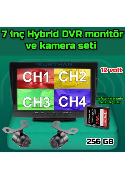256 Gb Destekli 7 İnç Hybrid Dvr Monitör Ve 2 Adet Kelebek Kamera