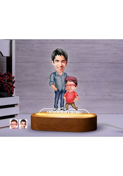 Bk Gift Kişiye Özel Baba-oğul Karikatürlü Dekoratif 3d Biblo Led Işıklı Gece Lambası-7, Babaya Hediye, Babalar Günü Hediyeleri Kobitmeyen138259 Bk Gif